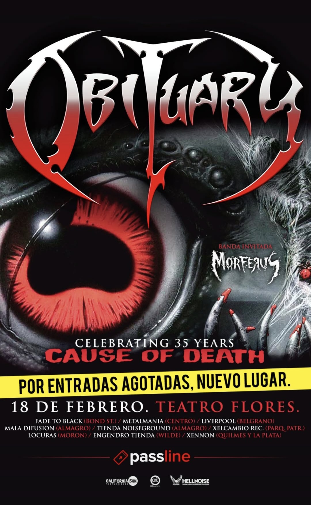 Obituary regresa a la Argentina para celebrar los 35 años de 'Cause Of Death'
